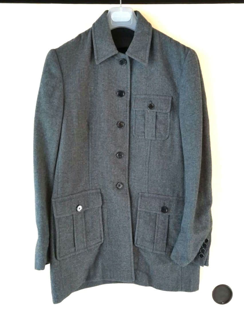 【プラダ】 ウールステンカラージャケット グレー　made in Italy