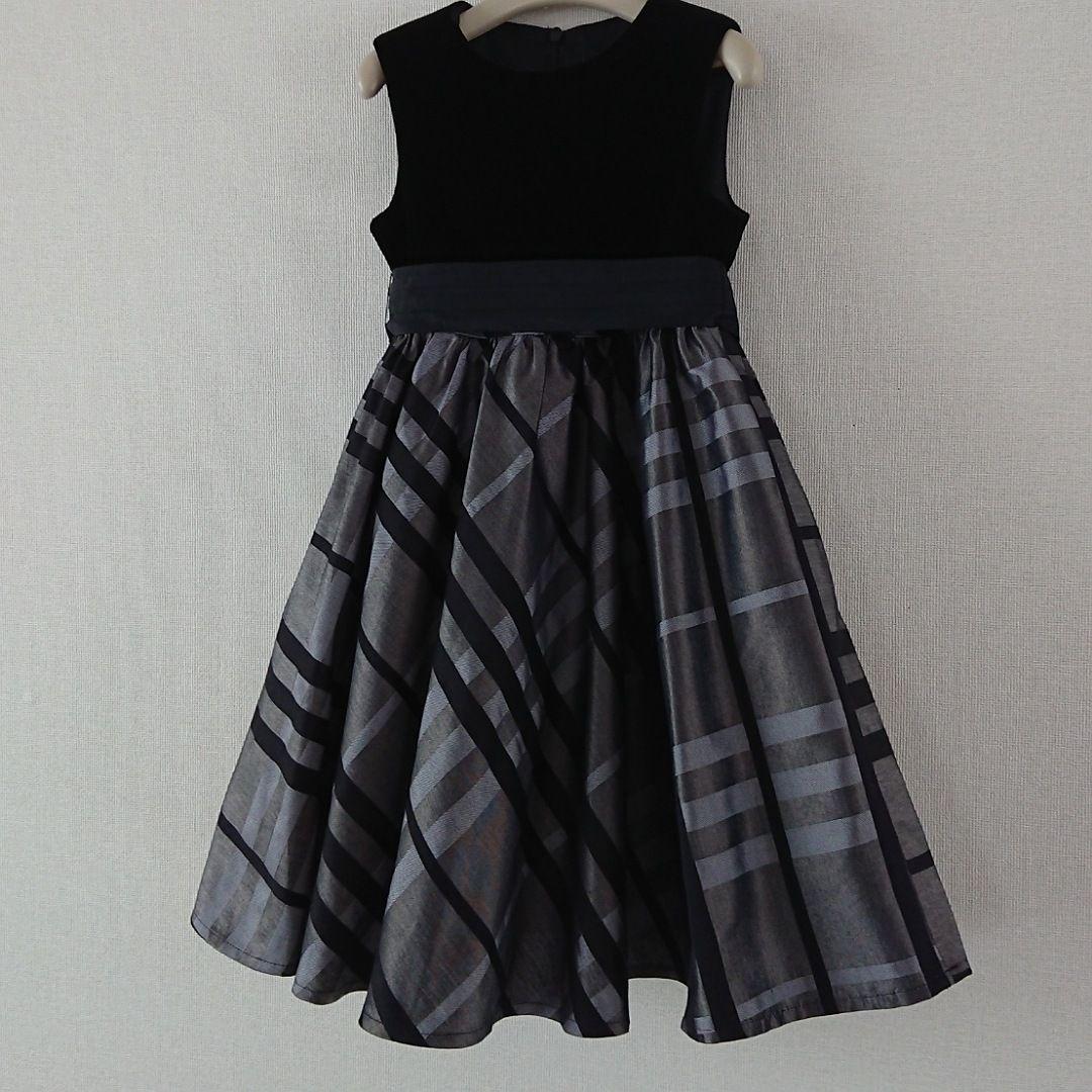 三陽商会＊バーバリー＊110黒系チェックフォーマルドレス