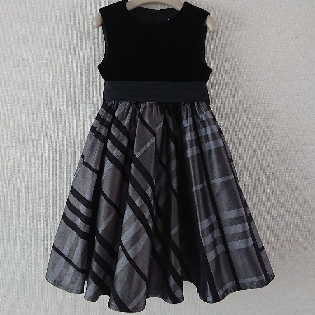 三陽商会＊バーバリー＊110黒系チェックフォーマルドレス