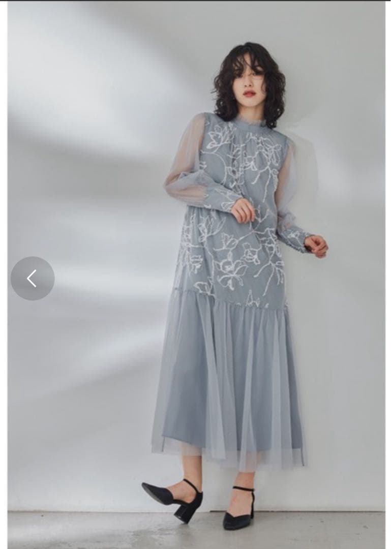 niana オケージョンドレス　マタニティ　アイスブルー　花柄　エムサイズ　M