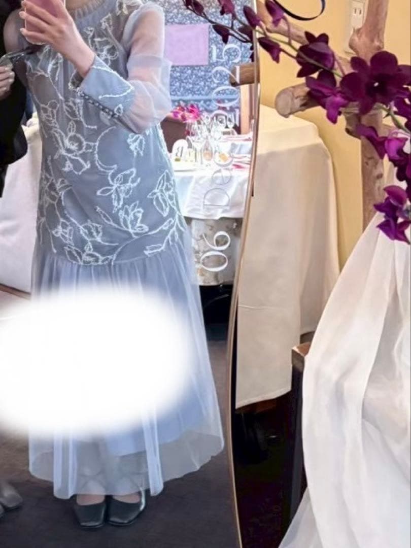 niana オケージョンドレス　マタニティ　アイスブルー　花柄　エムサイズ　M