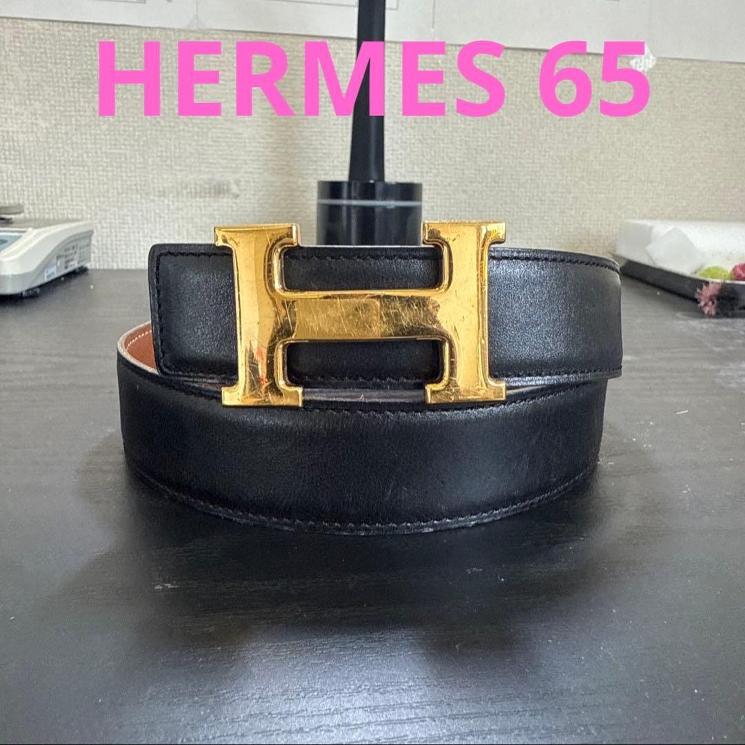 HERMES エルメスコンスタンスリバーシブルベルト65 ゴールドバックル　美品