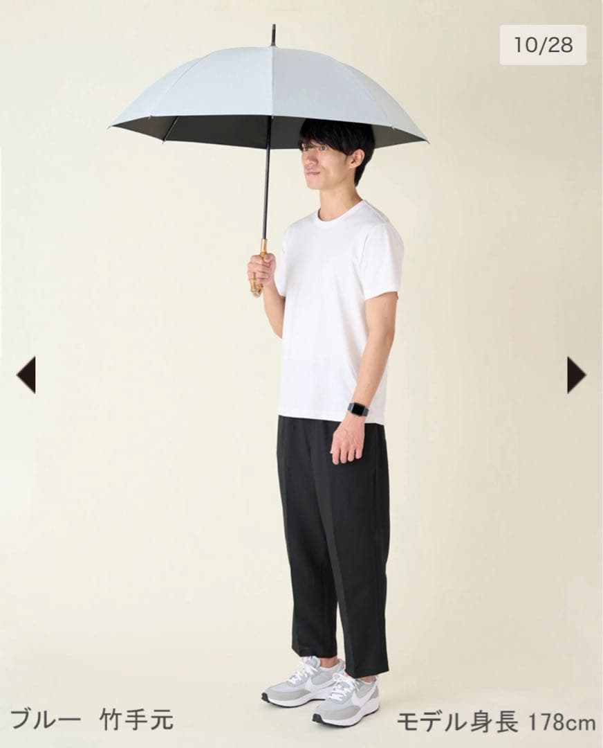 サンバリア100 長傘 Mサイズ 55cm ブルー 竹手元 日傘 サンバリア