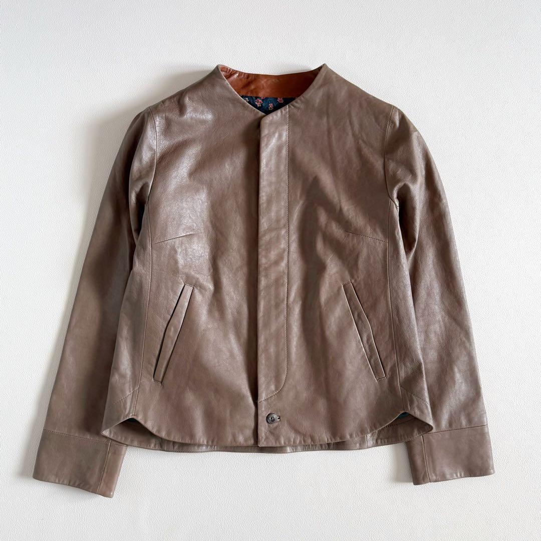 美品　パラスパレス　ラムレザー　イタリア　ノーカラー　ジャケット　3 ブルゾン