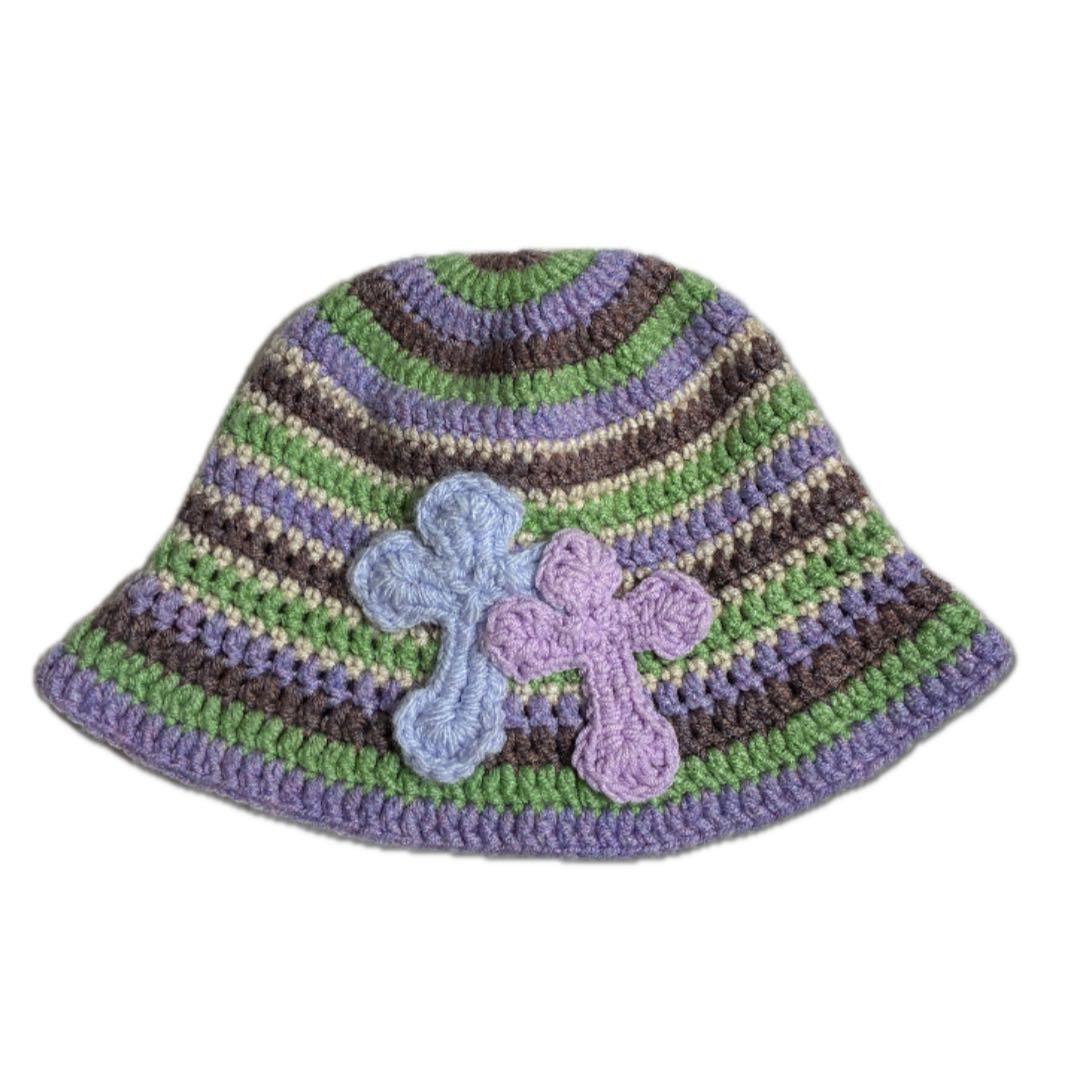 帽子 Y.A.R.N 3D double Cross Handmade Knithat