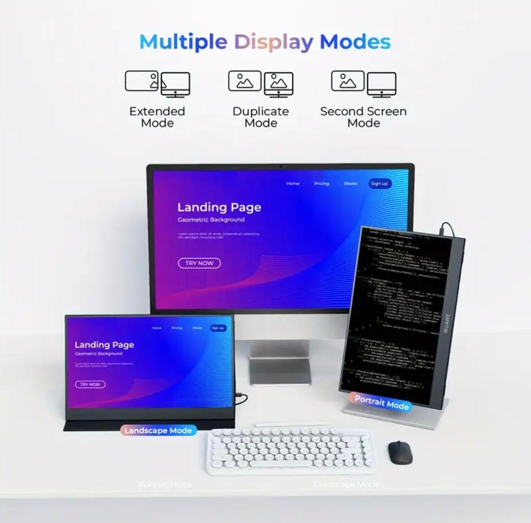 WUAWE 15.6インチ ポータブルモニター本体　モバイルモニター