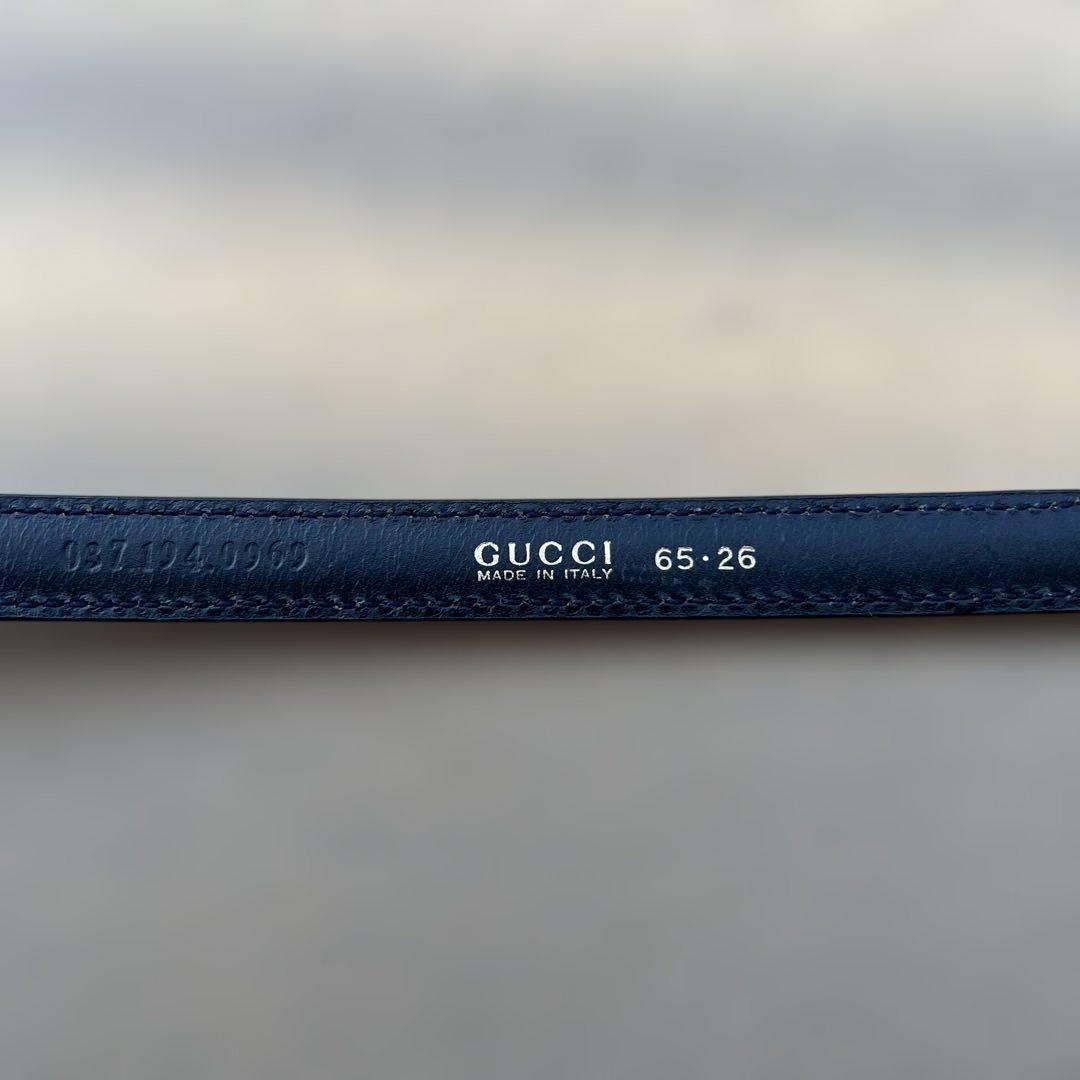 [ラストプライス]GUCCI本革スリムベルトネイビーブルー
