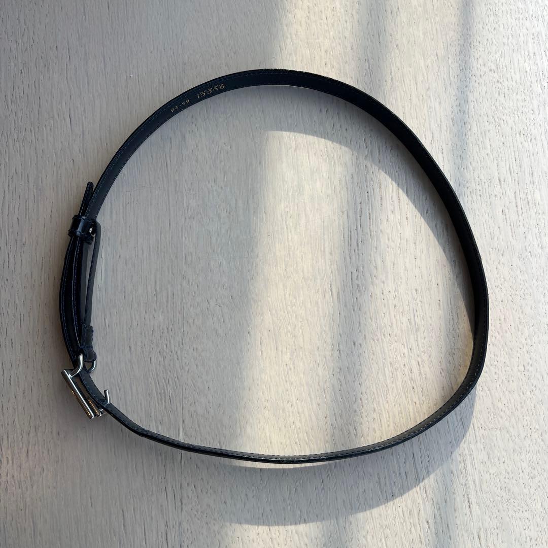 [ラストプライス]GUCCI本革スリムベルトネイビーブルー