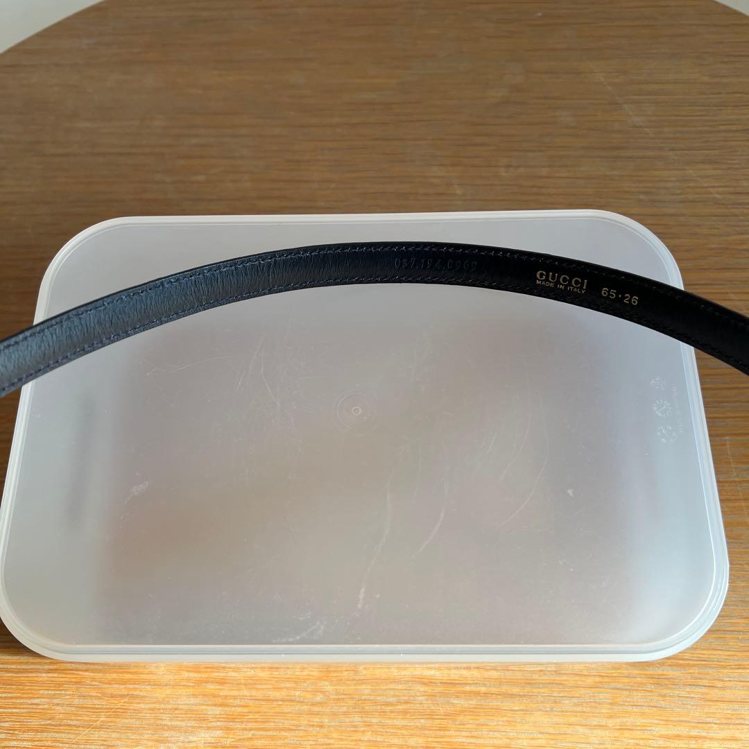 [ラストプライス]GUCCI本革スリムベルトネイビーブルー