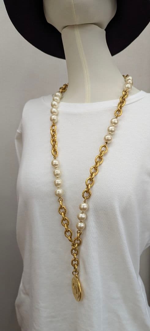 CHANEL シャネル チェーンベルト フェイクパール ココマーク 95A 中古