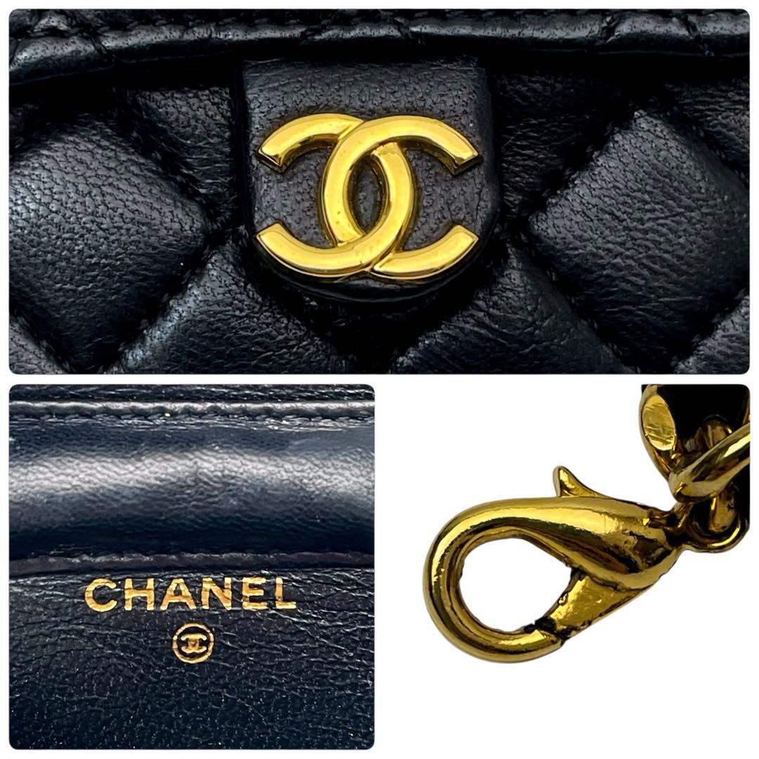 シャネル ラムスキン ミニ ミニ マトラッセ ショルダー バッグ チャーム 黒