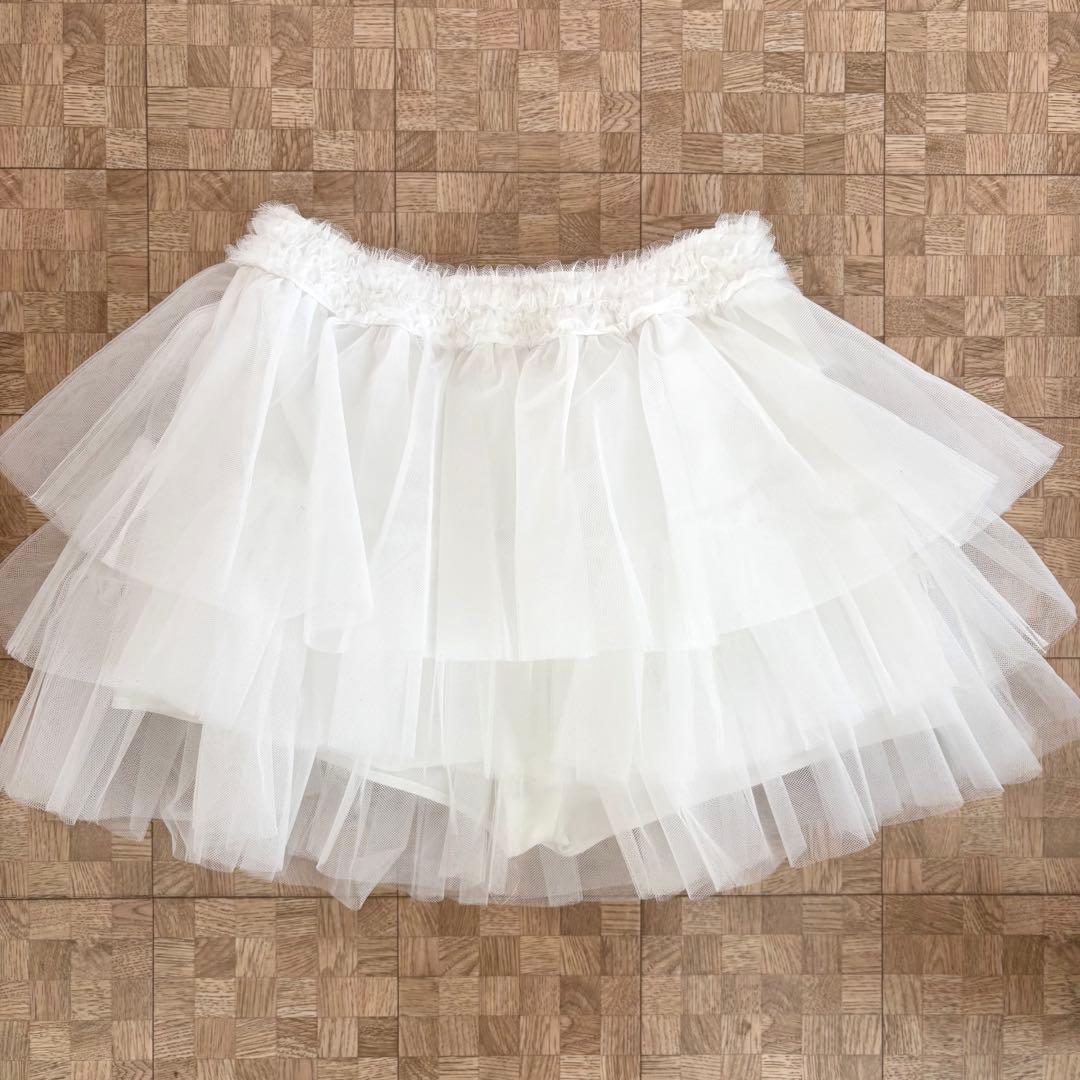 新品 エイミー チュール ミニスカート ホワイト 白