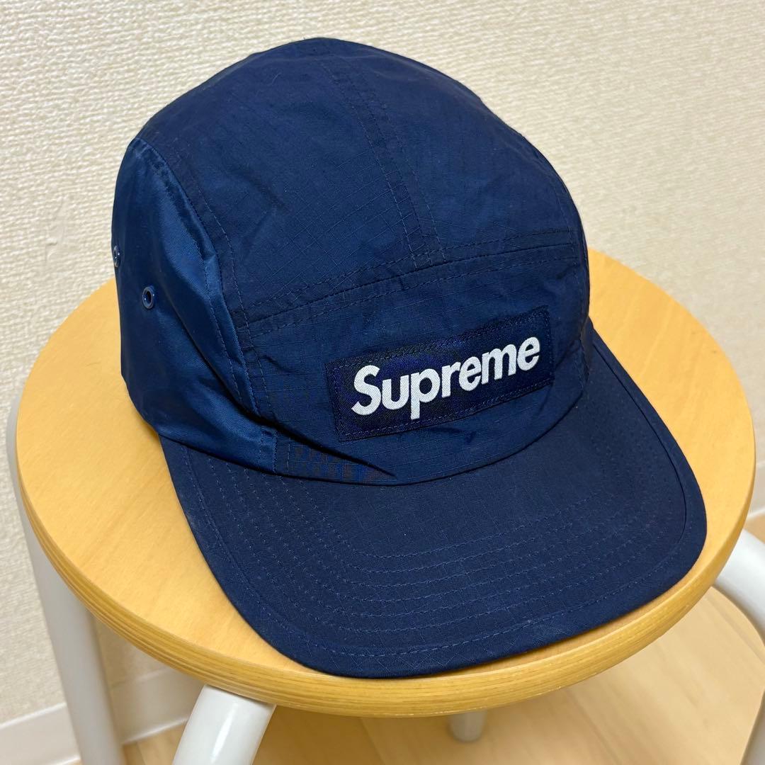 シュプリーム　格子柄　チェック柄　ジェットキャップ　キャンプキャップ　ネイビー