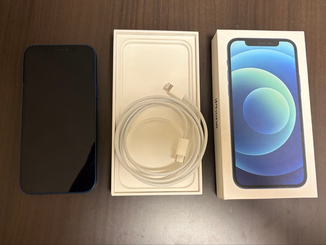 Apple iPhone 12 ブルー 本体と充電ケーブル