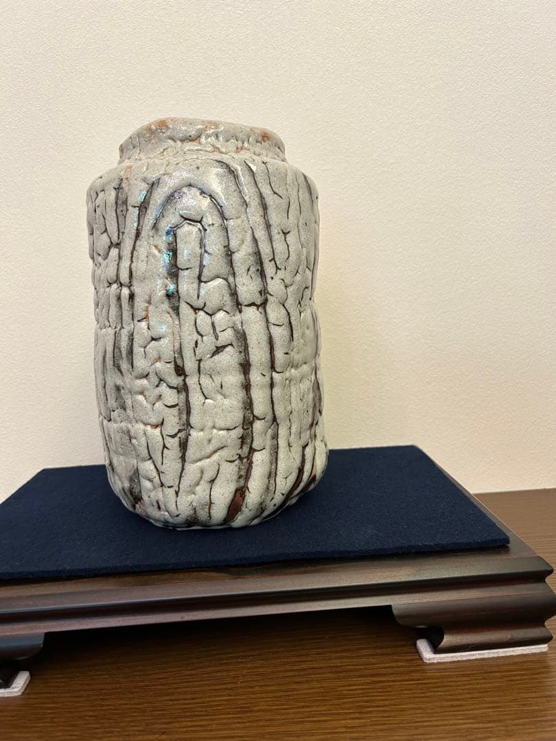 清水卯一作　蓬萊鉄斎波紋　壺
