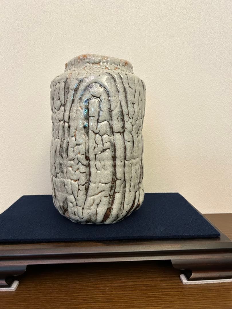 清水卯一作　蓬萊鉄斎波紋　壺