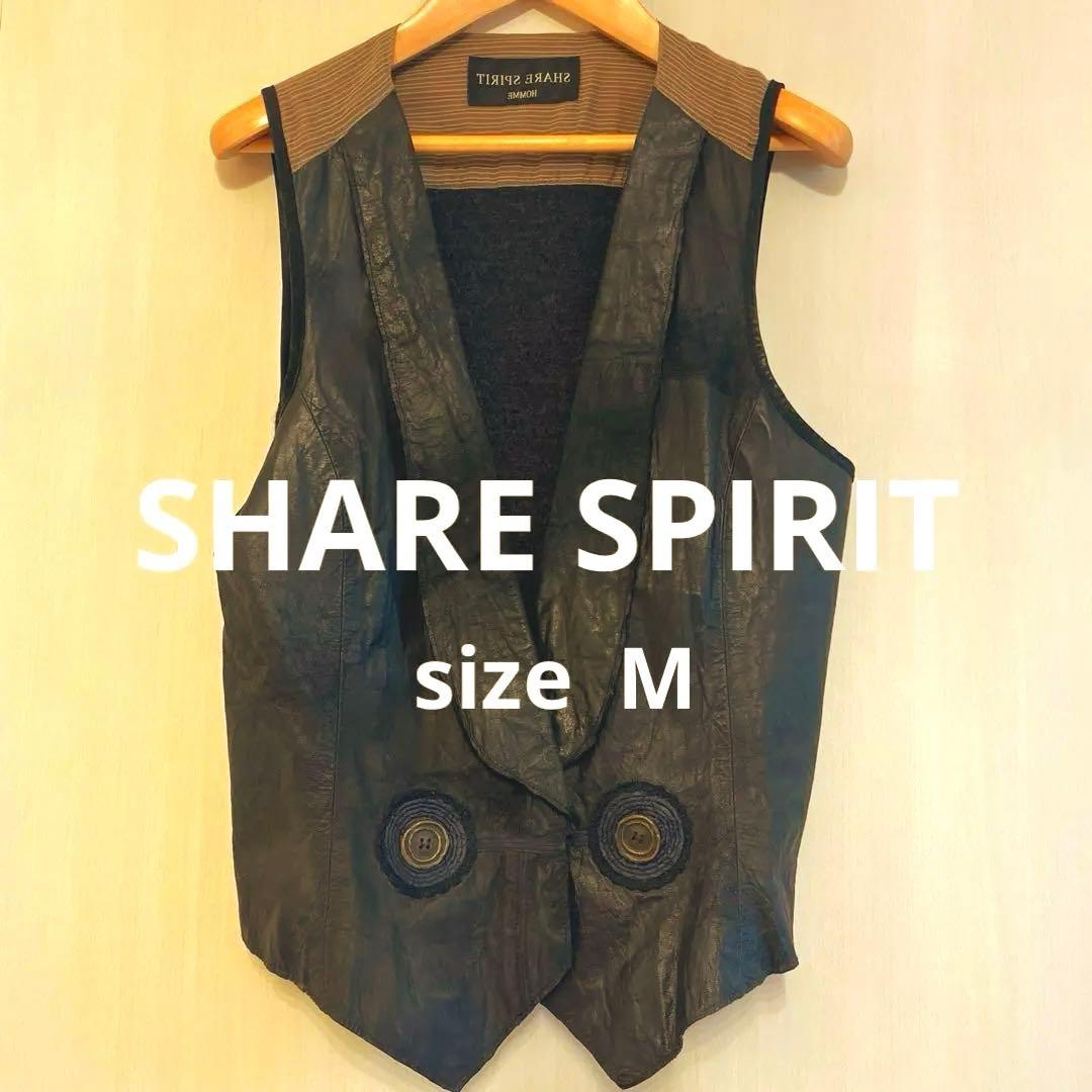 SHARE SPIRIT【シェアースピリット】レザーベスト sizeM