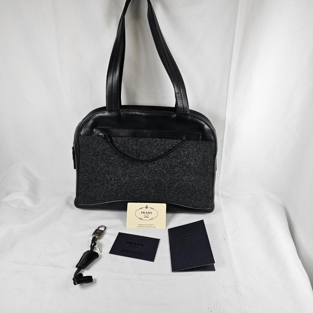希少 PRADA フェルト トートバッグ チャコール 42