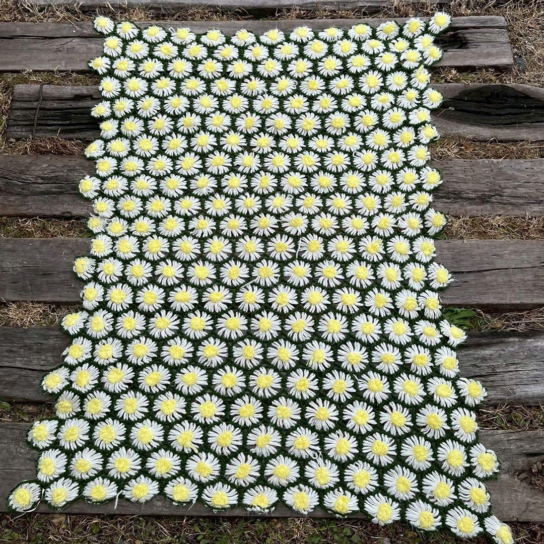 【USA vintage】 グラニーブランケット　花柄　デイジー　アメリカ