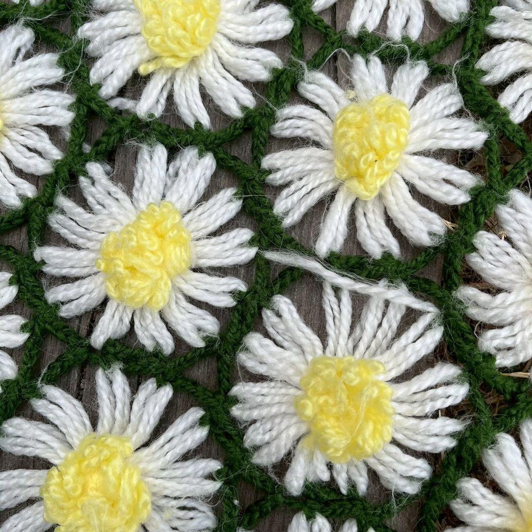 【USA vintage】 グラニーブランケット　花柄　デイジー　アメリカ