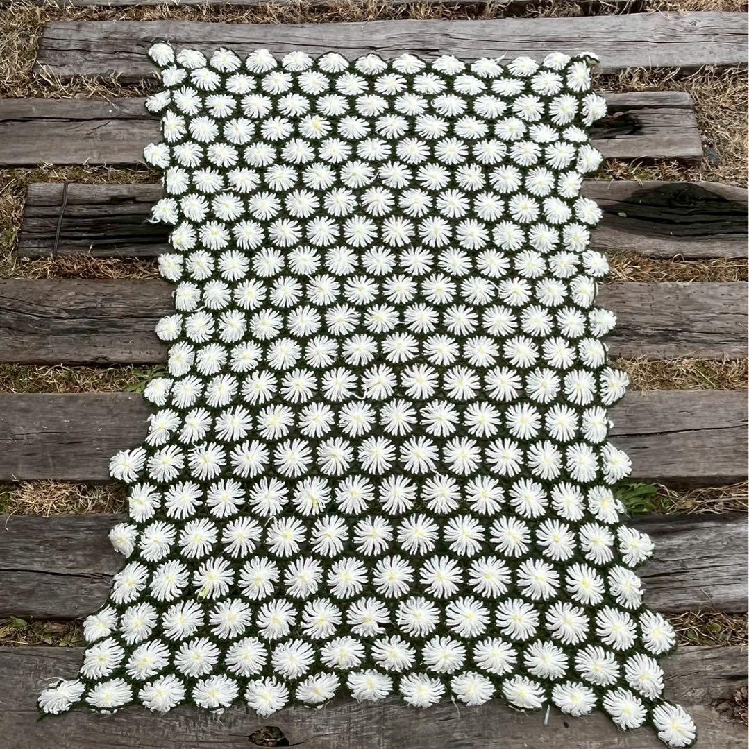 【USA vintage】 グラニーブランケット　花柄　デイジー　アメリカ