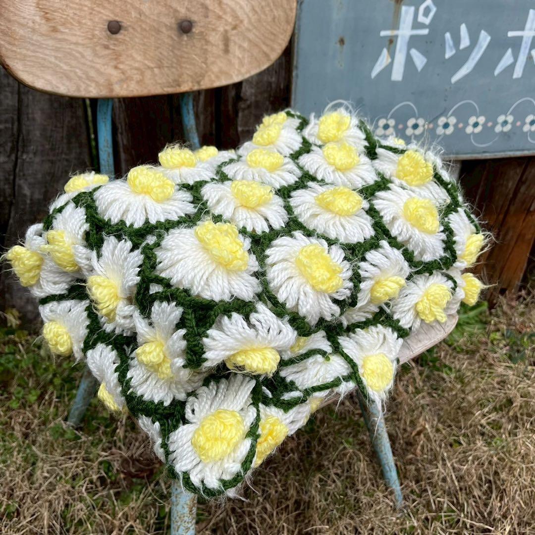 【USA vintage】 グラニーブランケット　花柄　デイジー　アメリカ