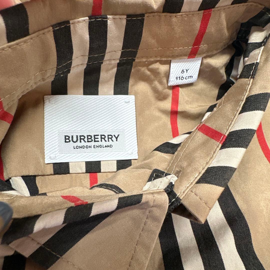 【美品】BURBERRY アイコンストライプシャツ　116 人気　現行タグ