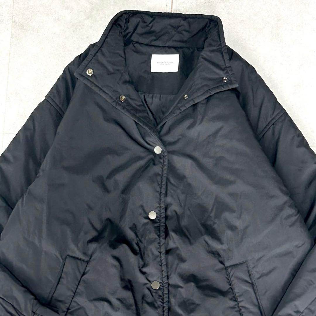 美品 ビューティ＆ユース BY ナイロンパフ スタンドドロースト ブルゾン 黒