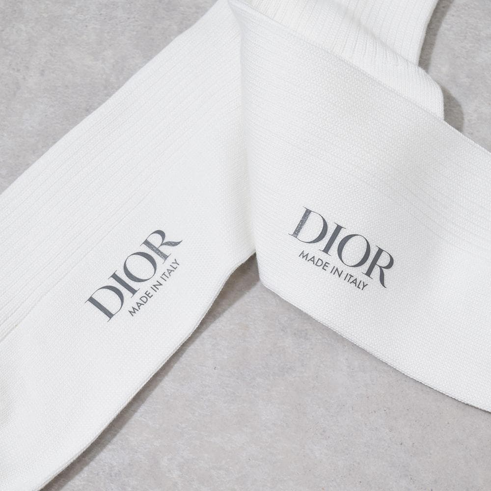 未使用 現行 ディオール Christian Dior ロゴ刺繍 ソックス 白