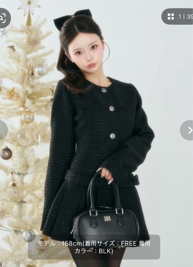 ボックスプリーツツイードミニワンピース　ダーリッチ　Darich