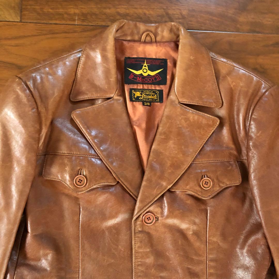 【希少 美品】B-McCOY'S ステアハイドレザー テーラードジャケット M