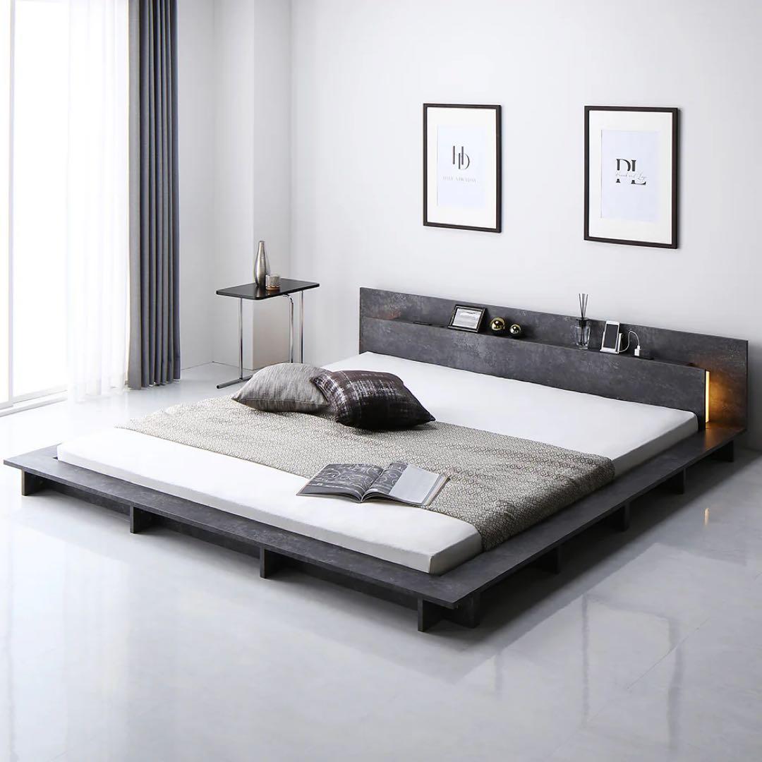 【ぷりん】『RELAIR リレア』 ダブルベッドフレーム ストーングレー