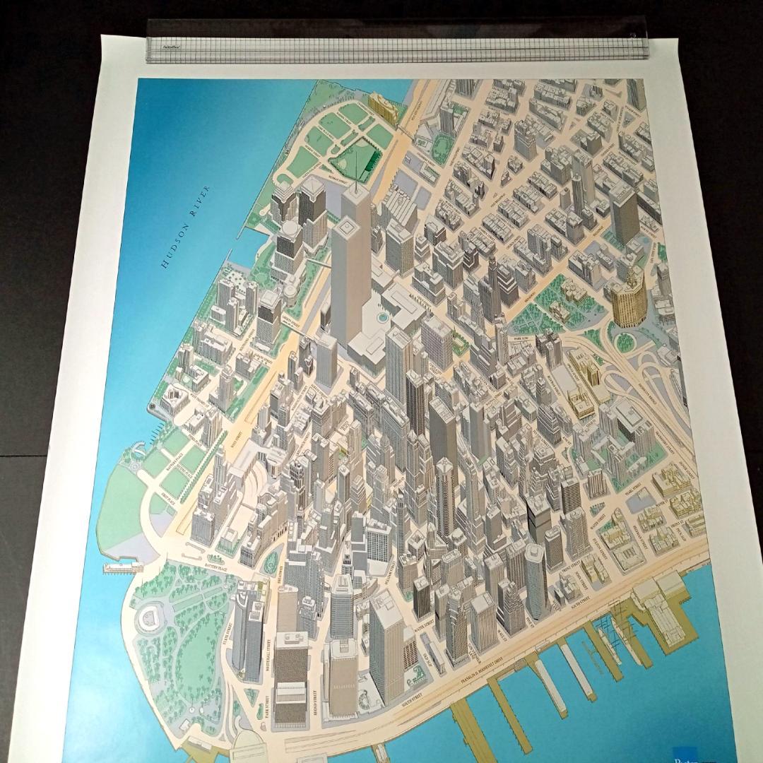 ニューヨーク 地図 マンハッタン ダウンタウン 2001年版 超細密 鳥瞰図