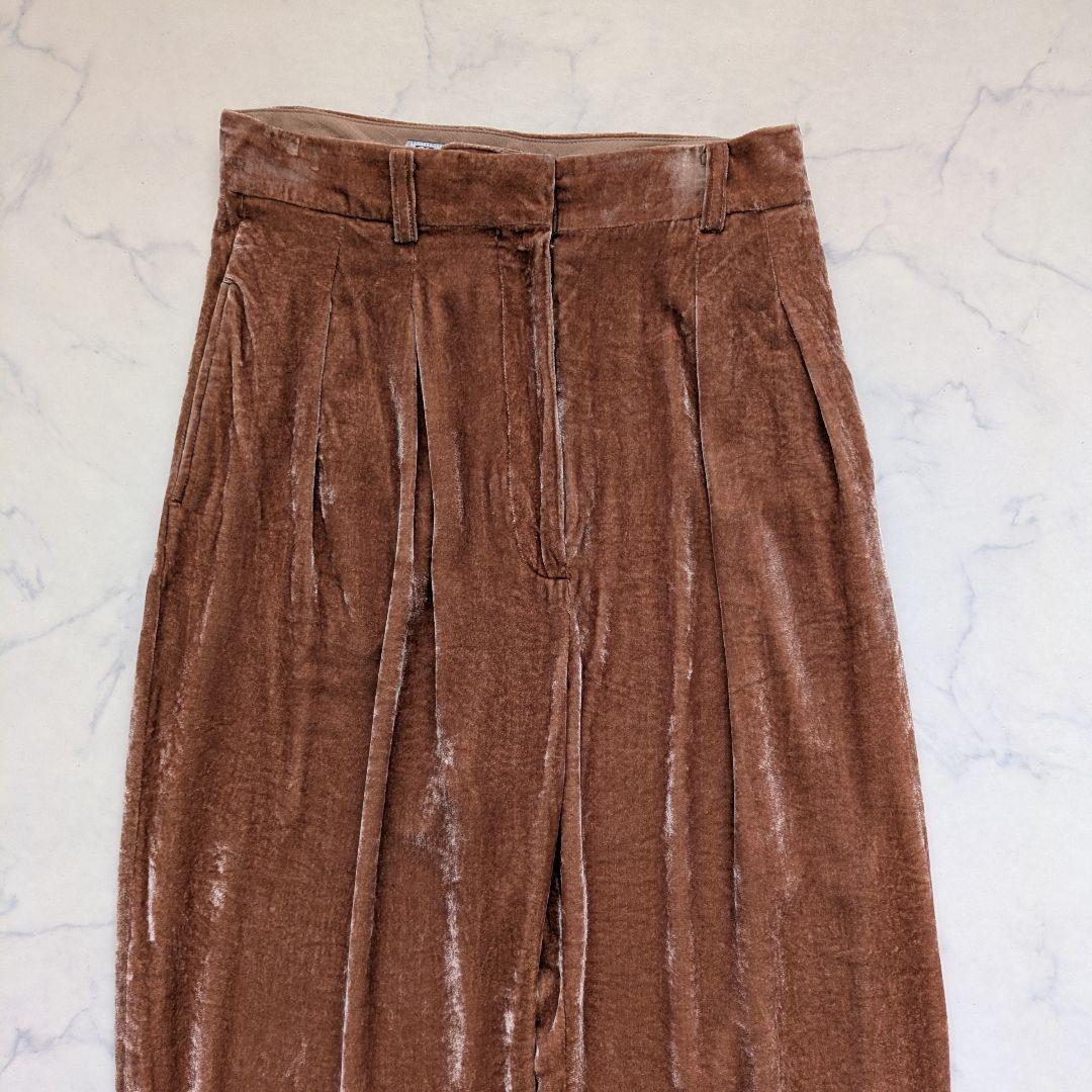 サードマガジン×mikomori シルク混 ベルベットタックパンツ L ピンク