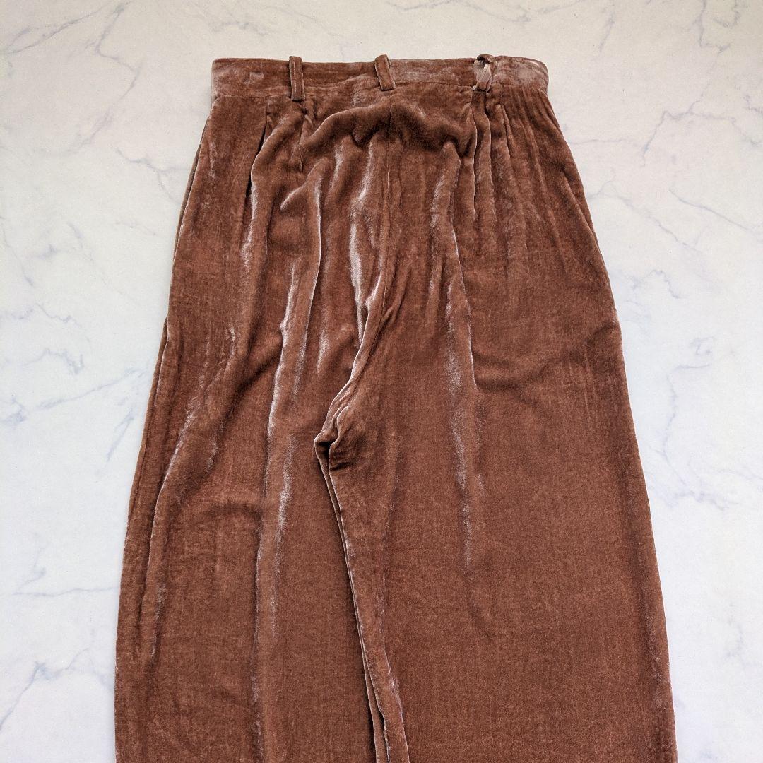 サードマガジン×mikomori シルク混 ベルベットタックパンツ L ピンク