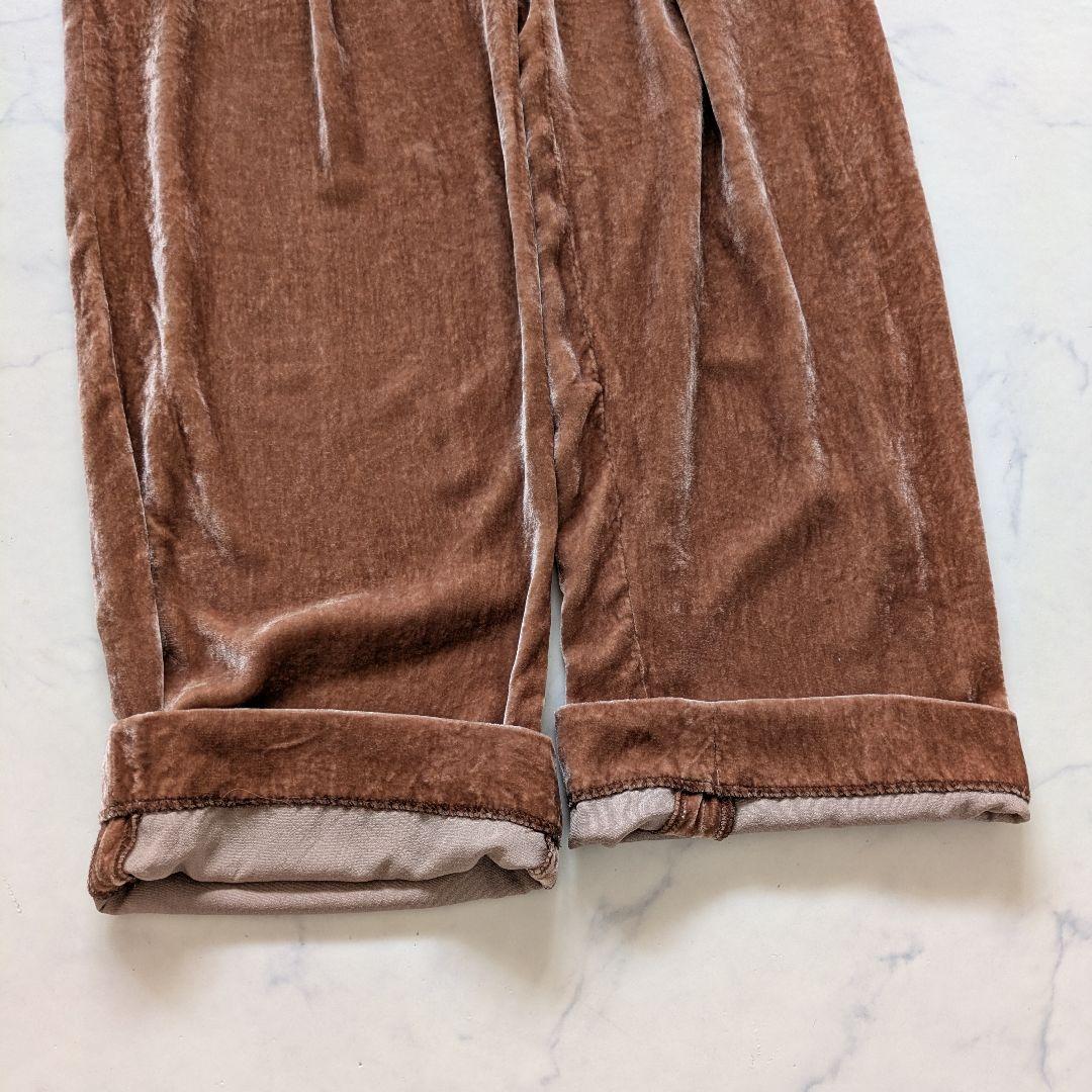 サードマガジン×mikomori シルク混 ベルベットタックパンツ L ピンク