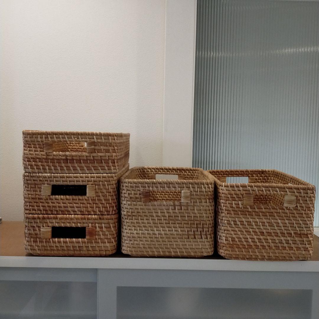 ニトリ　天然素材の収納バスケットセット