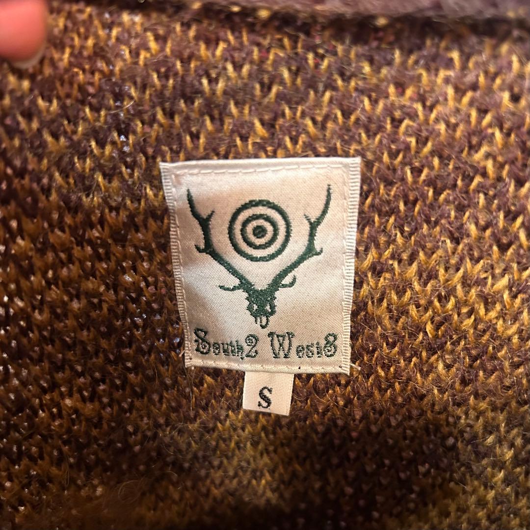 South2West8 サウスツーウエスト モヘア ニットパープル イエロー S