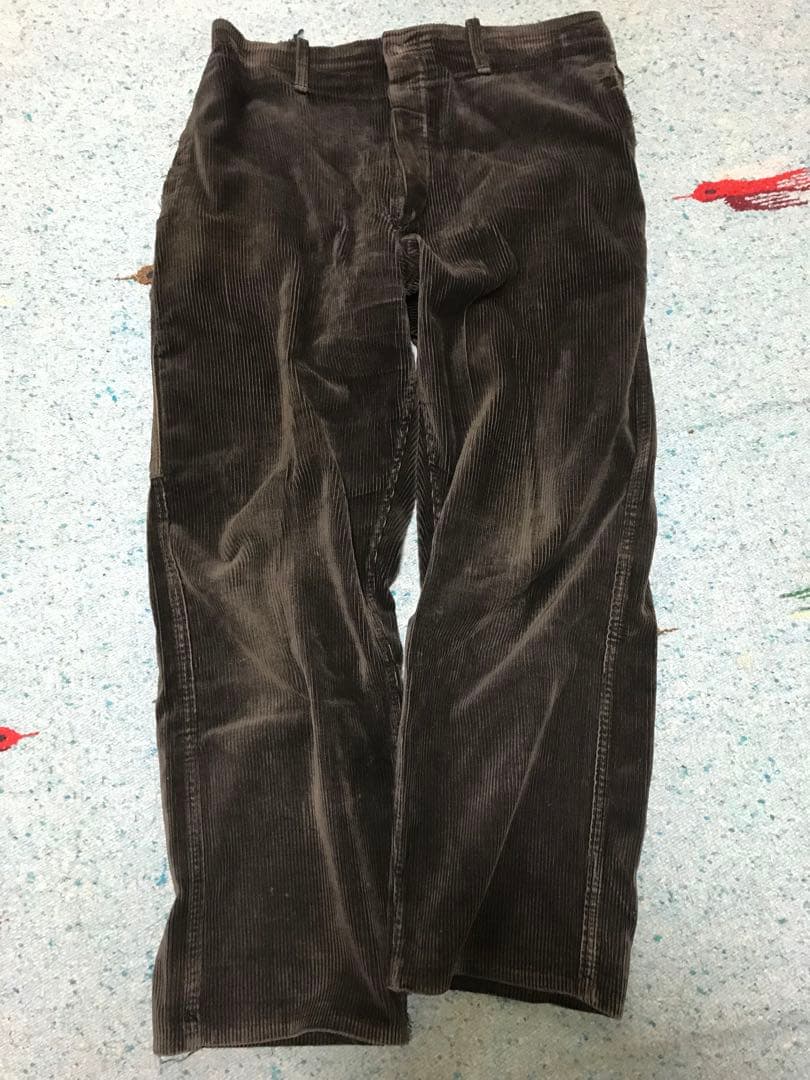 40s ブラック フェード 太畝 黒コーデュロイ ワークパンツ フランス ユーロ