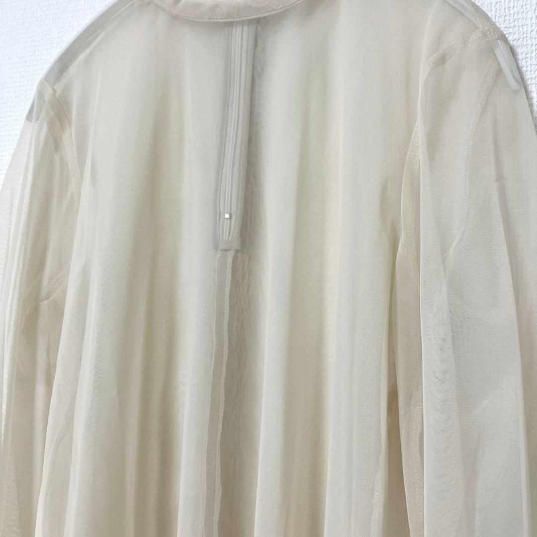 美品　人気　エメ　チュールブラウス付きジャカードIラインパーティードレス　L