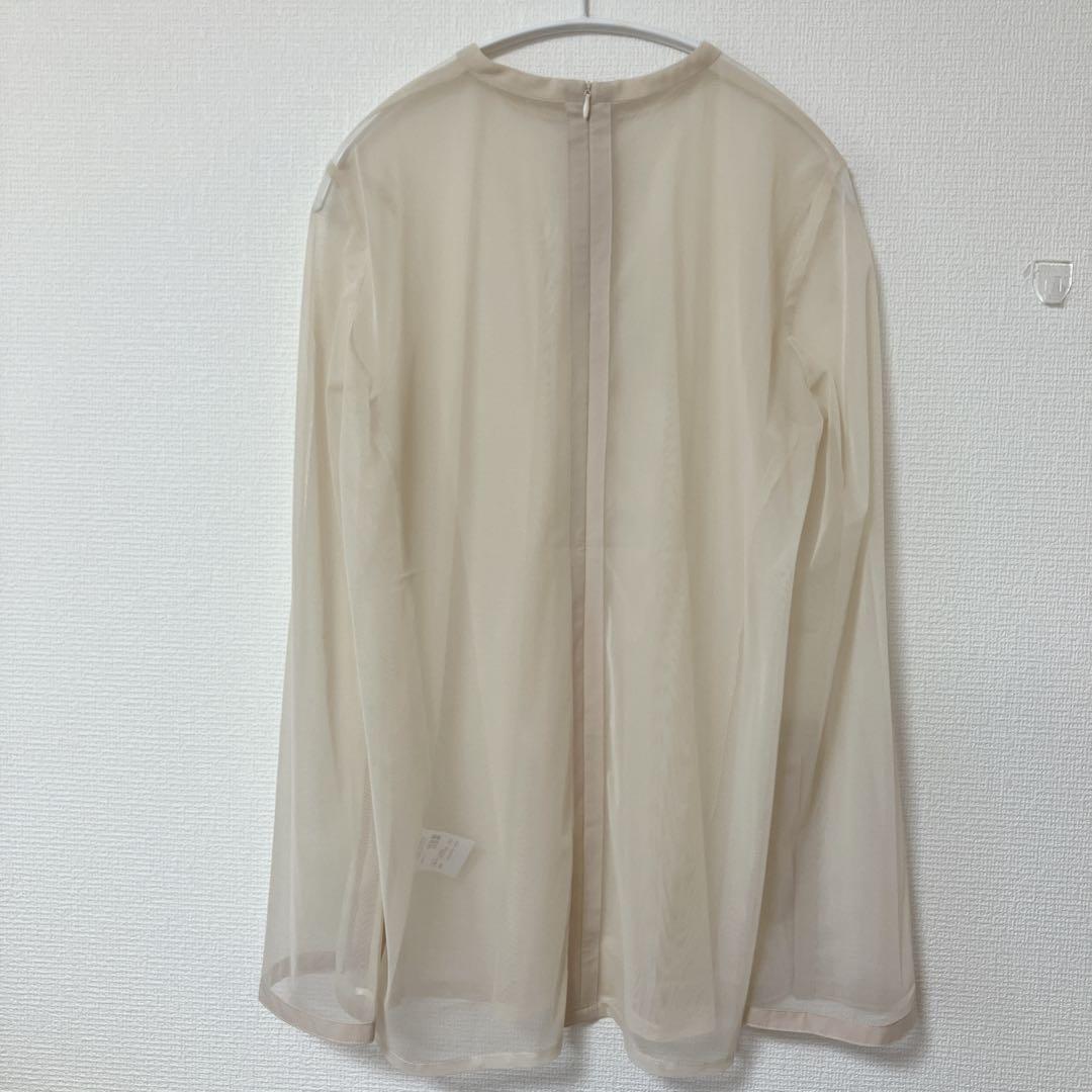 美品　人気　エメ　チュールブラウス付きジャカードIラインパーティードレス　L