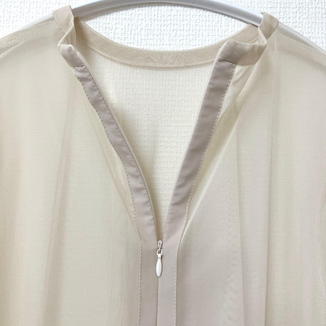 美品　人気　エメ　チュールブラウス付きジャカードIラインパーティードレス　L