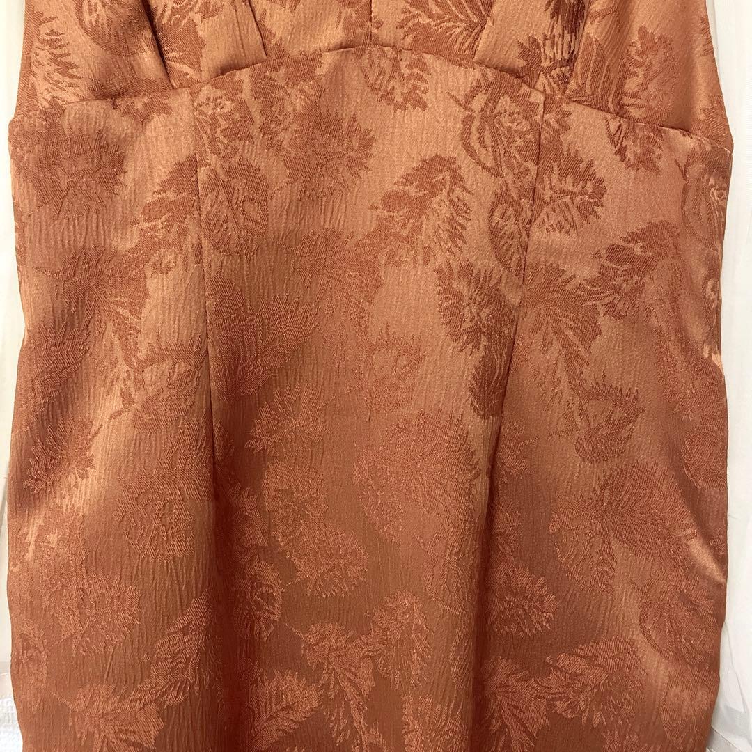 美品　人気　エメ　チュールブラウス付きジャカードIラインパーティードレス　L