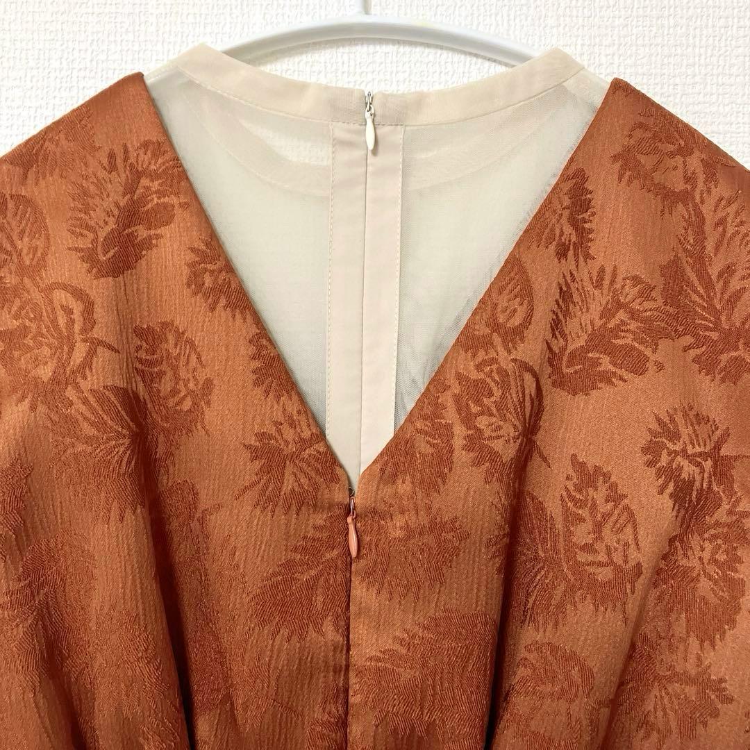 美品　人気　エメ　チュールブラウス付きジャカードIラインパーティードレス　L