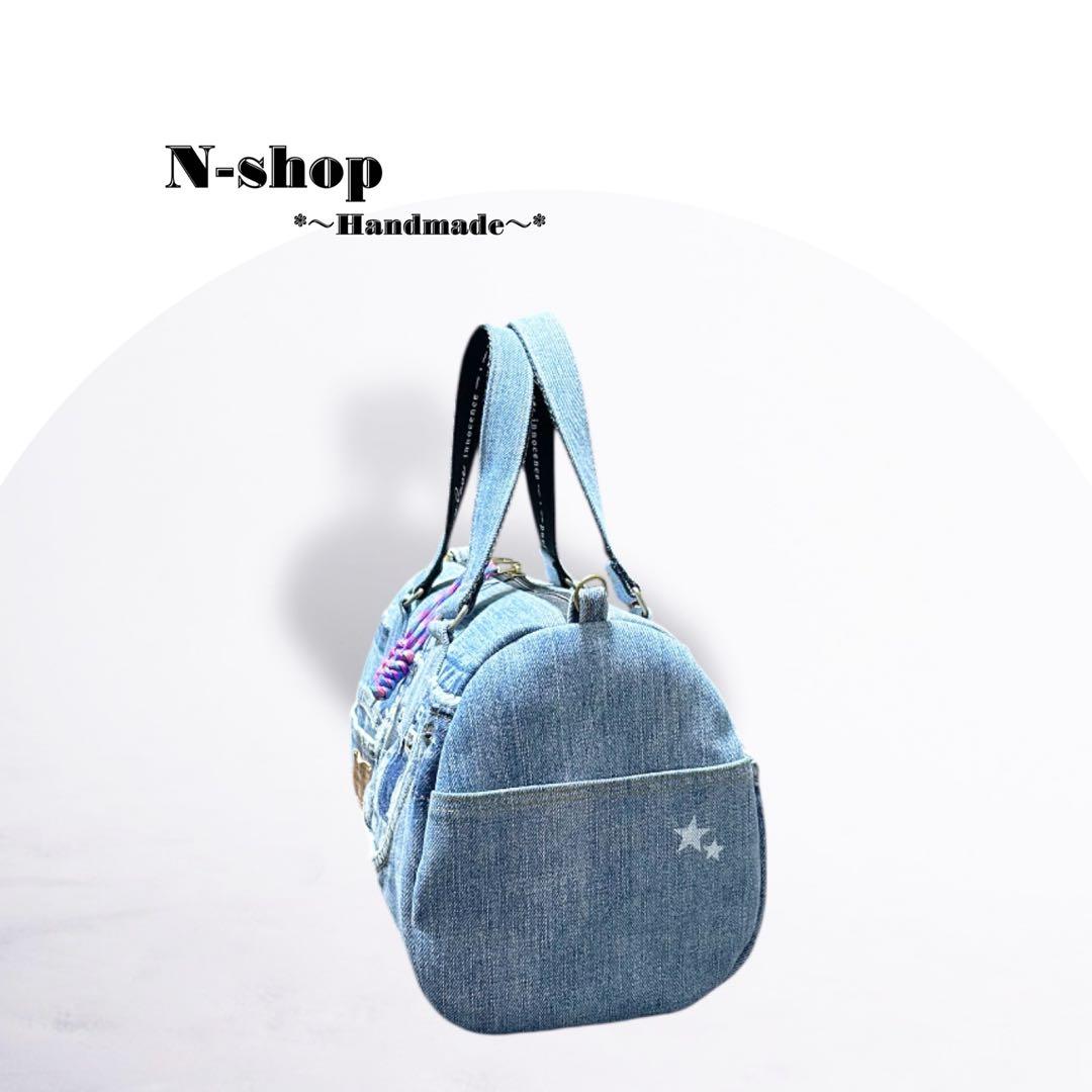 ☆デニムリメイク☆ボストンバッグ(横長タイプ)❥ハンドメイド❥