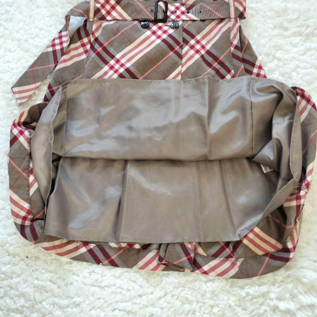 レア バーバリーブルーレーベル ワンピース チェック ロゴボタン ベルト 36