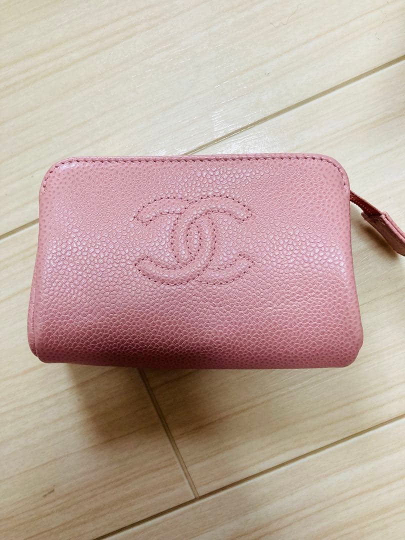 CHANEL シャネル　正規品　ポーチ　キャビアスキン　ピンク