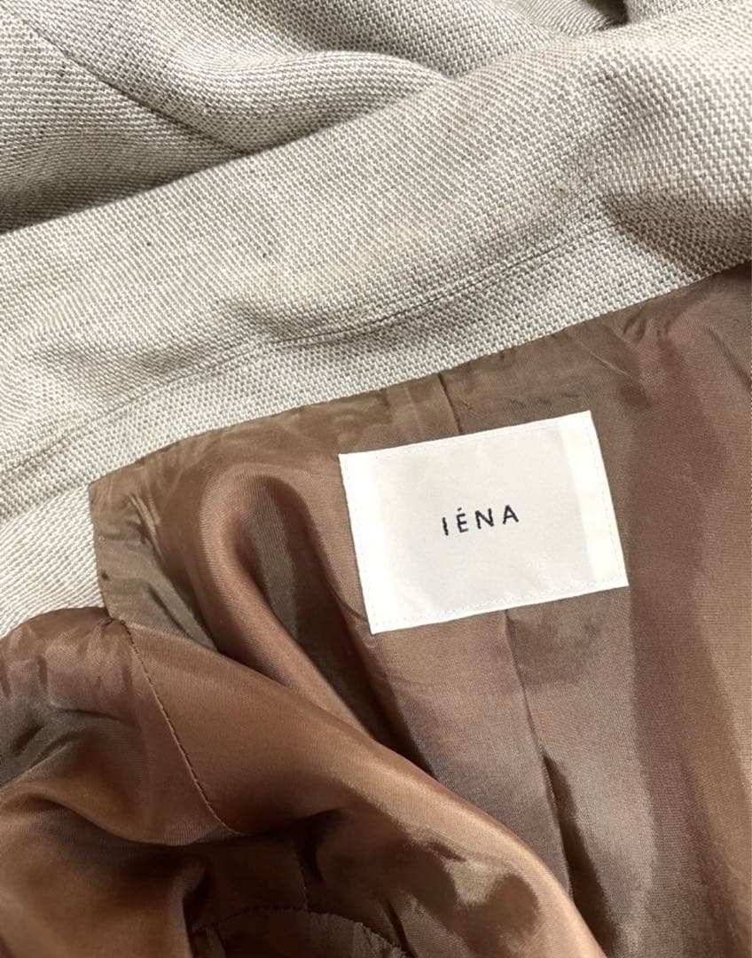 IENAイエナ ツイードダブルブレストルーズジャケット◆ベージュ