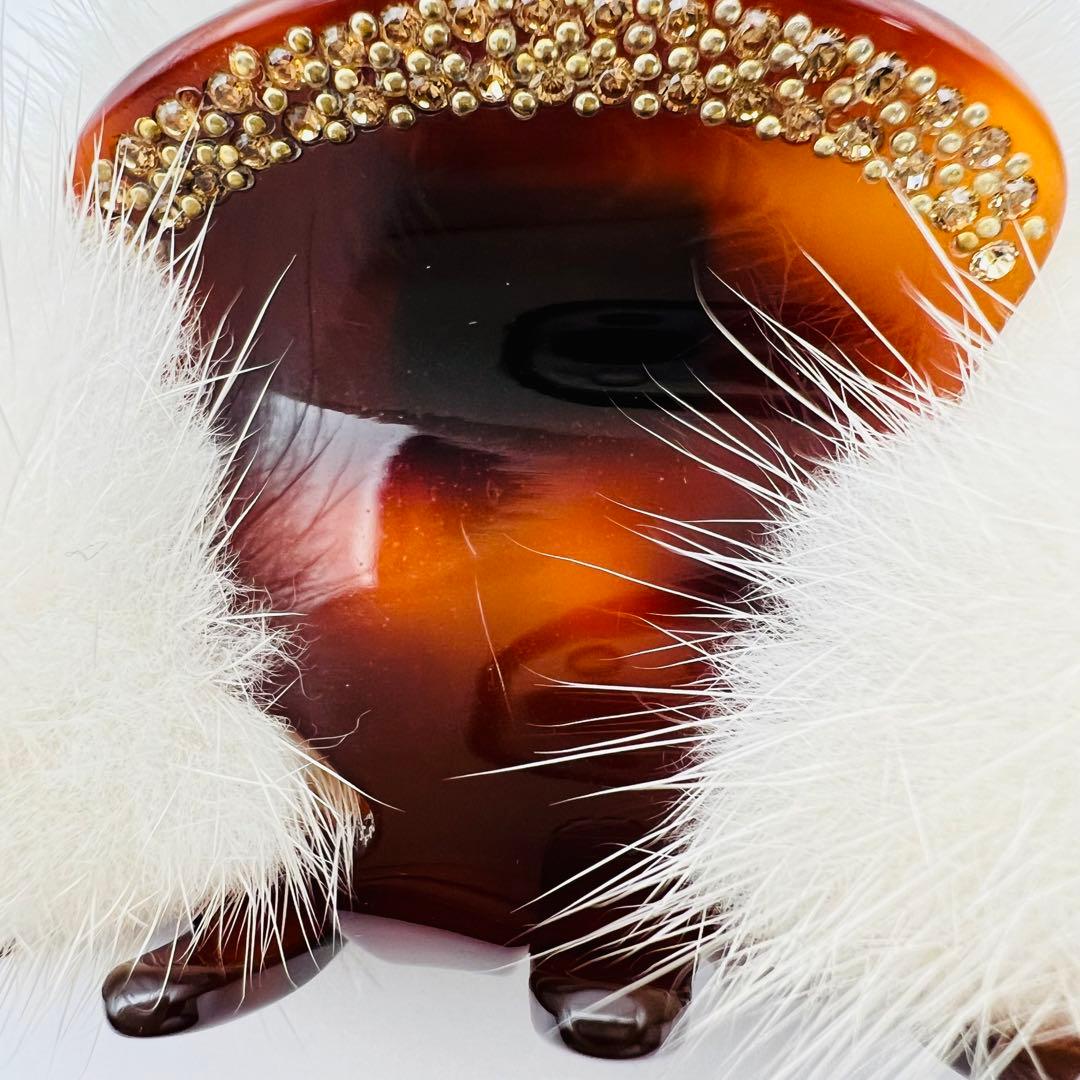 超美品　acca アッカ　ヘアクリップ　ベージュ　ミンクファー