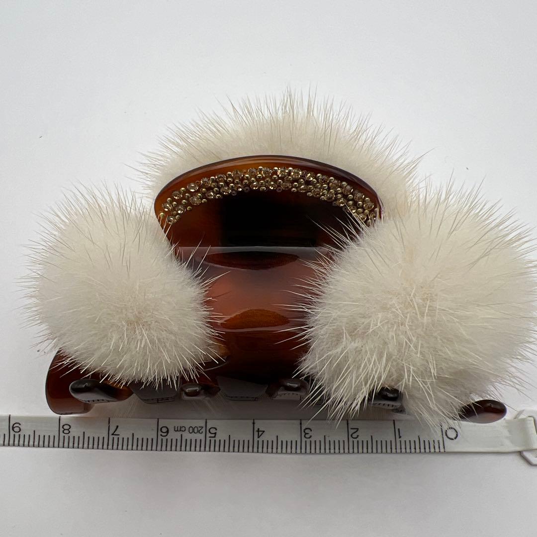 超美品　acca アッカ　ヘアクリップ　ベージュ　ミンクファー